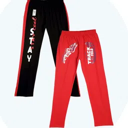 Fashionable Pack Of 2 Kids Printed Mid-Rise Pure Cotton Track Pants-image-68