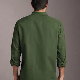 Louis Philippe Jeans Textured Button-Down Collar Slim Fit Cotton Linen Shirt image 4