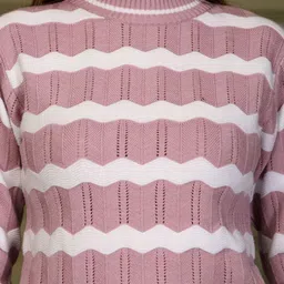 all about you Women Striped Woollen Pullover image 2