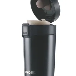 BOROSIL Black 2 Pieces Stainless Steel His & Her Printed Double Wall Vacuum Coffeemate Mug image 3