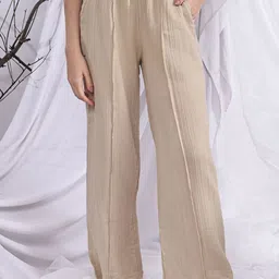 ETC Women Cotton Slip-On Wide Leg Lounge Pants-image-37