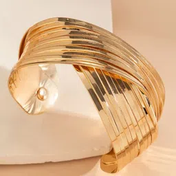 Shining Diva Fashion Gold-Plated Cuff Bracelet image 2
