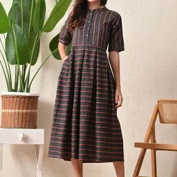 KALINI Print Fit & Flare Midi Dress-image-18