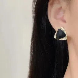 AKISON JEWELS Gold plated Triangular Studs Earrings image 2