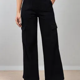 The Roadster Lifestyle Co Women Wide leg High rise Regular Stretchable Denim Jeans-picture-27