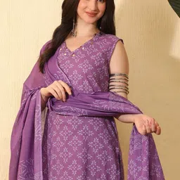 Sangria Women Ethnic Motifs Printed Regular Pure Cotton Kurta with Trousers & With Dupatta-picture-26