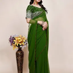 K 5 Fashion Embroidered Pure Georgette Saree image 3