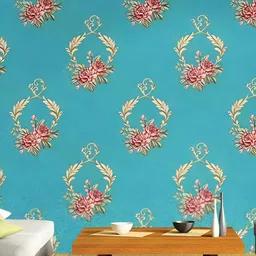 INDIAN ROYALS Teal Green & Red Printed Waterproof Self Adhesive Wallpaper image 2