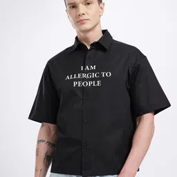 glitchez Typography Print Pure Cotton Oversized Shirt image 5