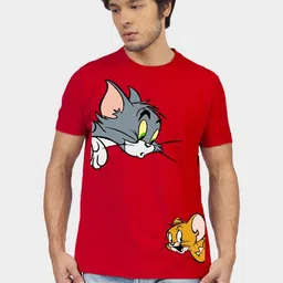 Greylongg Men Graphic Printed Round Neck Cotton Tom & Jerry T-shirt-image-69