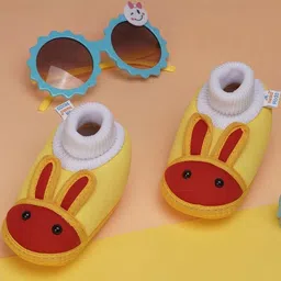 NESKA MODA Kids-Unisex Yellow Cotton Booties image 3