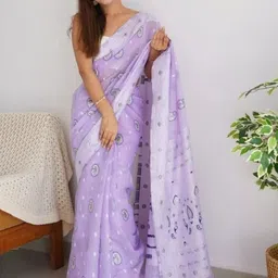 CaniBani Paisley Zari Silk Blend Handloom Banarasi Saree image 3