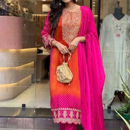 GoSriKi Women Ethnic Motifs Printed Regular Kurta with Trousers & With Dupatta-picture-47