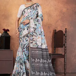 STAVA CREATION Floral Zari Pure Cotton Saree image 3