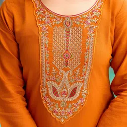 HERE&NOW Women Ethnic Motifs Embroidered Regular Thread Work Kurta with Trousers & With Dupatta image 5