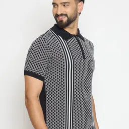 GABBLE & WOLSH Geometric Printed Polo Collar Regular Fit Pure Cotton T-Shirt image 4