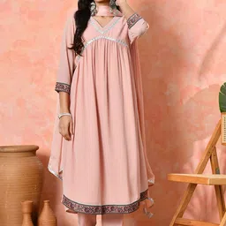 Sangria Women Solid Kurta with Trousers & Dupatta-picture-10