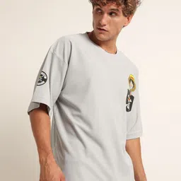 THE BEETEL HOUSE Men Printed Drop-Shoulder Sleeves Applique T-shirt image 5