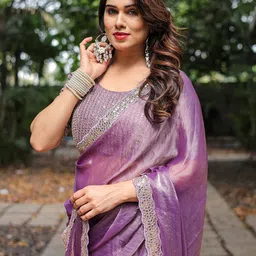 Nirmohi Fashion Embroidered Pure Chiffon Saree image 2