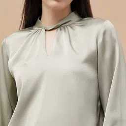 CODE by Lifestyle Women Keyhole Neck Cuffed Long Sleeves Top image 2