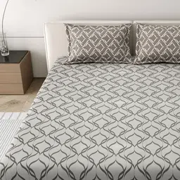 MAFATLAL Grey & White Printed Pure Cotton 186 TC King Bedsheet Set 2.74 m x 2.74 m-image-52