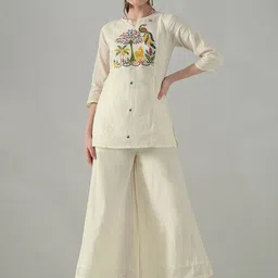 Myshka Embroidered Round Neck Tunic With Palazzo-image-99
