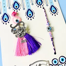 Sangria Set of 2 Evil Eye Oxidised Silver Lumba Rakhi-picture-39