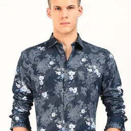 MARTIN SMITH Comfort Floral Printed Spread Collar Pure Cotton Casual Shirt-picture-46