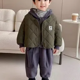 TrendyKid Boys Green Hood Long Sleeves Cotton Blend Clothing Set-image-16