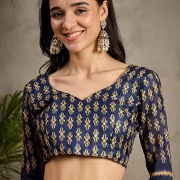 Anouk Floral Zari Silk Blend Banarasi Saree image 3