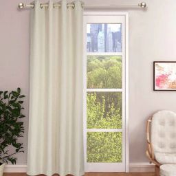 the conversion Cream Premium Jute Solid 8ft Light Filtering Eyelet Longdoor Curtain (1 Pc)-picture-20