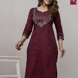 Auzanoor Collection Women Pack Of 2 Round Neck Cotton Kurtas-picture-10