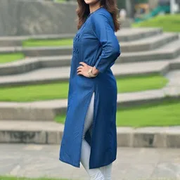 SK Creation Women Woven Design V-Neck Kurti image 4