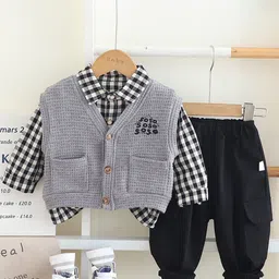 StyleCast x Revolte Boys Checked Shirt Collar Shirt with Trousers With Waistcoat-picture-32