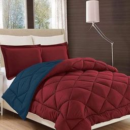 RF RELAXFEEL Blue & Maroon Microfiber Heavy Winter 210 GSM Double Bed Comforter-picture-49
