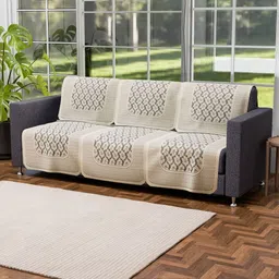 Aura Cream-Coloured Cotton Sofa Cover image 2