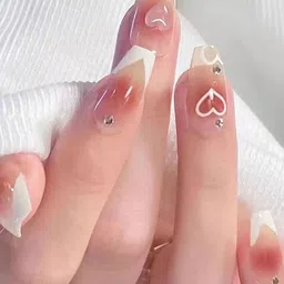 Secret Lives 24-Pcs Glossy With 3D Heart Stone & French Design Nail Art image 2