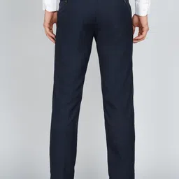 peter england Men Regular Fit Blue Cotton Blend Trousers image 4