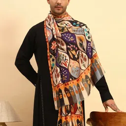 Pashmoda Men Floral Printed Stole With Frayed Border-image-28