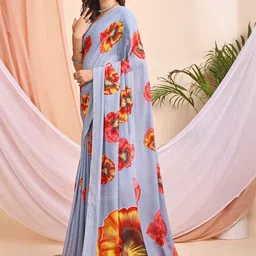Leelavati Floral Printed Pure Chiffon Saree image 5