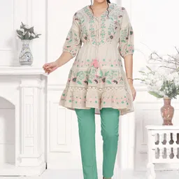 GREAT OUTFITS Women Pure Cotton Ethnic Motifs Embroidered Kurtis image 1