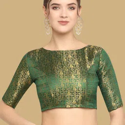 Oomph! Woven Design Boat Neck Saree Blouse-picture-34