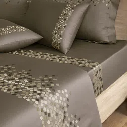 SANSAAR A DDECOR BRAND LIVE CONSCIOUSLY Brown Cotton Bedding Set image 4