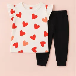 Luke & Lilly Girls Heart Shaped Printed Round Neck Cotton Blend Clothing Set-picture-42