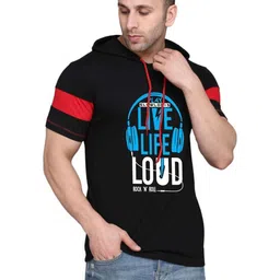 TEEFOX Typography Printed Hooded Short Sleeves Regular Fit Casual T-shirt-picture-17