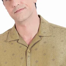 HERE&NOW Men Relaxed Fit Cuban Collar Textured Casual Shirt image 2