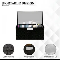 Aura Black & Gold Toned 3 Pieces Printed Storage Box With Lid image 2