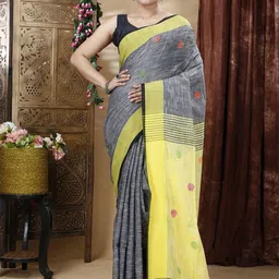 SLAGHA Ethnic Motifs Zari Pure Cotton Khadi Saree-picture-26