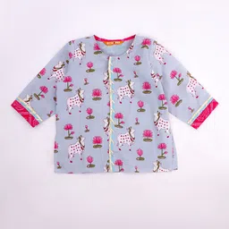 BownBee Boys Ethnic Motifs Printed Regular Gotta Patti Pure Cotton Kurta with Dhoti Pants image 3