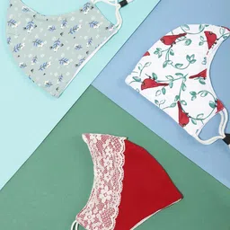 LULU & SKY Women Pack Of 3 Printed Reusable Outdoor Masks-picture-31